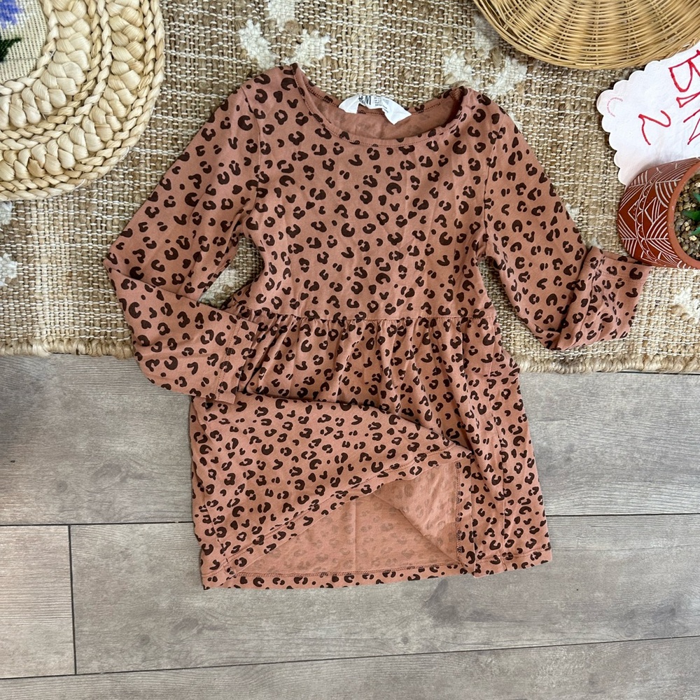 H&M Toddler Girl Leopard Print Long Sleeve Dress Cotton Dress Like New - Picture 12 of 12